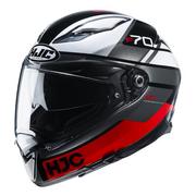 Kaski motocyklowe - HJC pełny kask motocyklowy F70 Tino MC1 czarny biały czerwony L - miniaturka - grafika 1