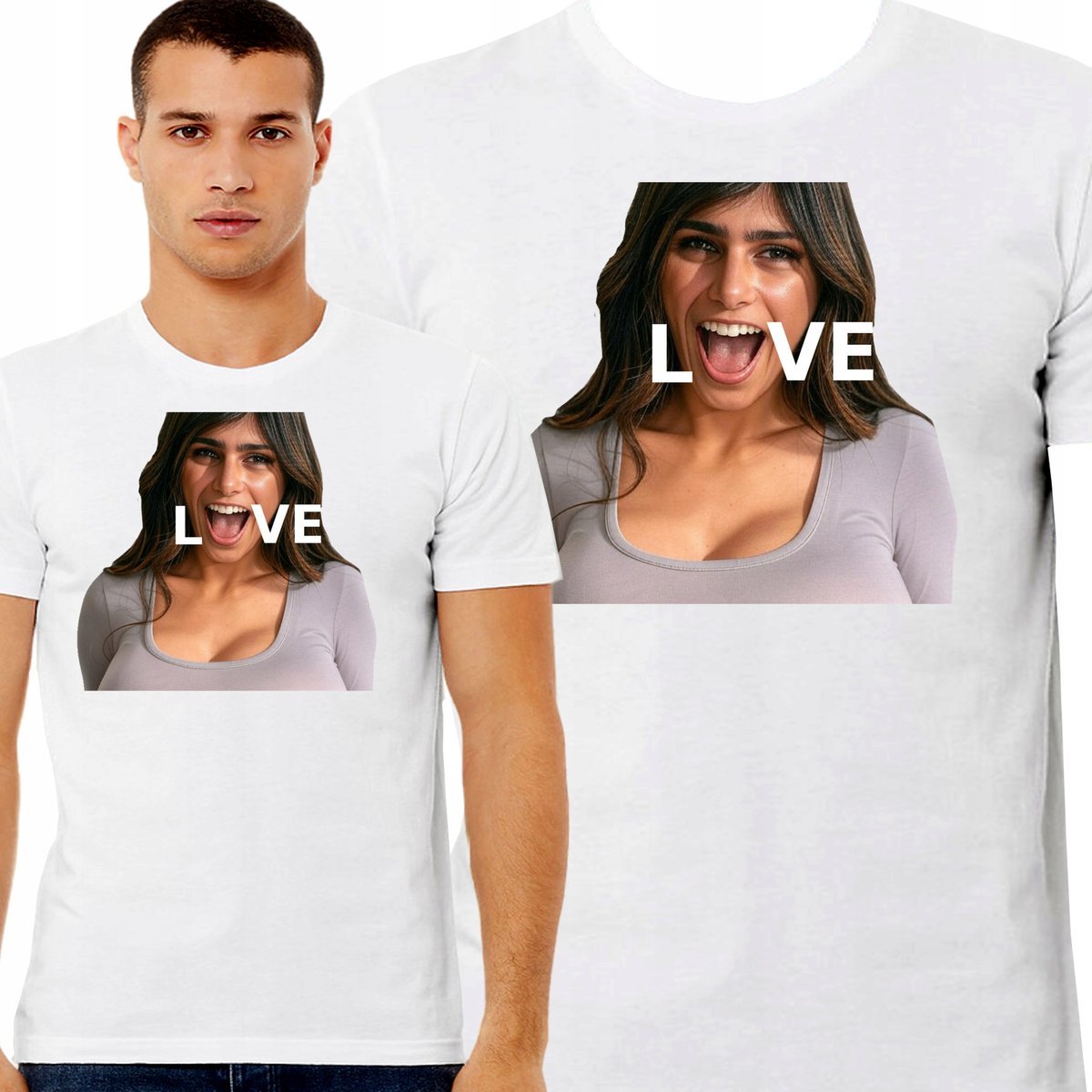 ŚMIESZNA KOSZULKA Z NADRUKIEM MIA KHALIFA LOVE PREMIUM PREZENT M 3445