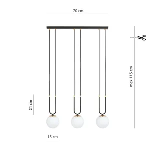 Emibig GLAM 3 BLACK/OPAL 1112/3 lampa wisząca szklane klosze GLAMOUR 1112/3 - Lampy sufitowe - miniaturka - grafika 6
