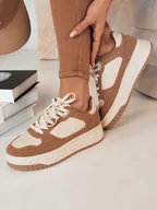 Sneakersy damskie - Sneakersy damskie LETUR ciemnobeżowe Dstreet ZY0470-39 - miniaturka - grafika 1