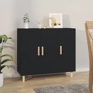 Lumarko Szafka, czarna, 90x34x80 cm, materiał drewnopochodny - Szafki do salonu - miniaturka - grafika 1