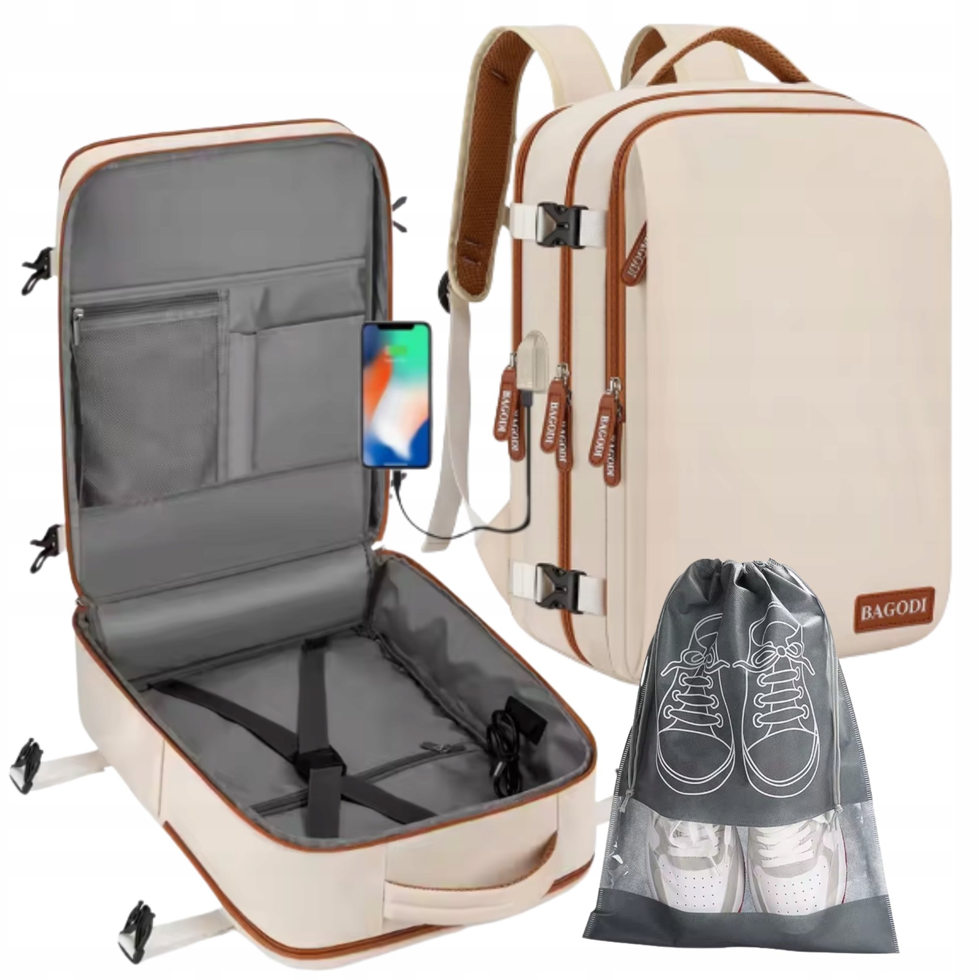 Plecak Bagaż Podręczny do Samolot 45x30x20 Lot Lufthansa EasyJet Usb na But