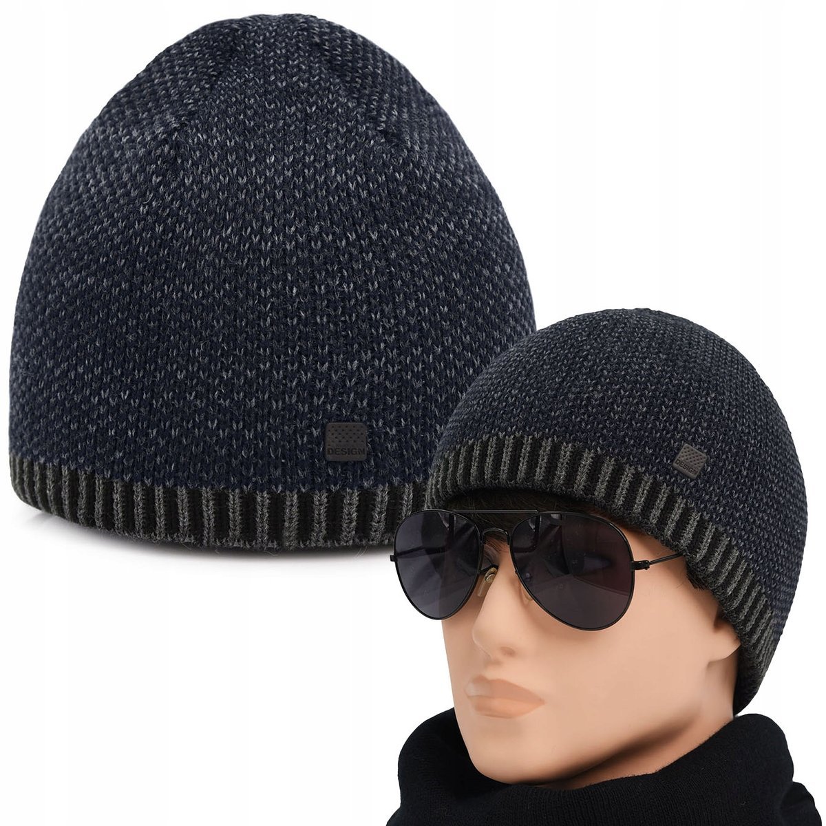 CZAPKA męska ZIMOWA Ciepła na Mrozy GRANATOWA Produkt Polski Pako Jeans