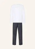 Piżamy męskie - Calvin Klein Piżama Cotton Poplin weiss - miniaturka - grafika 1
