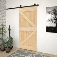 Inne akcesoria dekarskie - shumee Drzwi przesuwne z osprzętem 90x210 cm lite drewno sosnowe - miniaturka - grafika 1