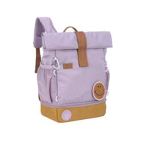 LÄSSIG Plecak do przedszkola, plecak dziecięcy, zwijany top z paskiem piersiowym, wodoodporny, 11 litrów/mini Rolltop Backpack Lilac, liliowy, Nowoczesny