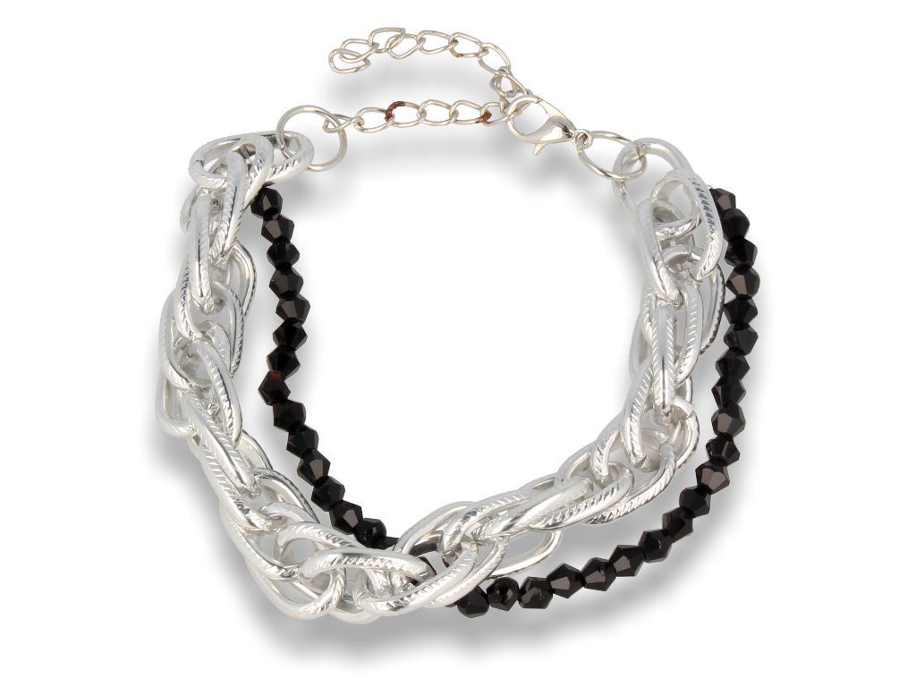 Srebrna Bransoletka damska z dodatkowym cienkim łańcuszkiem