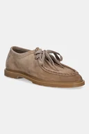 Mokasyny damskie - Tommy Hilfiger mokasyny zamszowe LIGHTWEIGHT SUEDE APRON TOE damskie kolor beżowy na płaskim obcasie FW0FW09262 - miniaturka - grafika 1