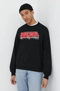 Diesel bluza męska kolor czarny z nadrukiem - Bluzy męskie - miniaturka - grafika 1