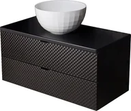 Szafki łazienkowe - Szafka łazienkowa wisząca z umywalką 100 cm szklane fronty czarny uchwyt Glow Gante - miniaturka - grafika 1