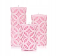 Świece - ŚWIECA DEKORACYJNA KOŁA- ZESTAW 3SZT. kolor RÓŻOWY - miniaturka - grafika 1