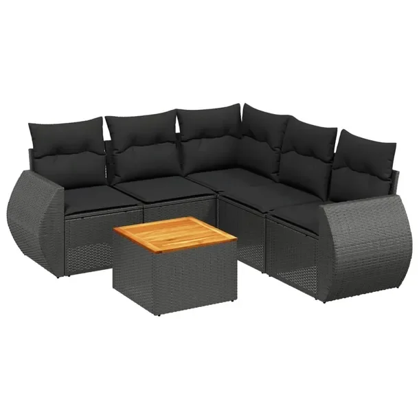 Zestaw mebli ogrodowych modułowych czarnych z poduszkami 62 x 62 x 69 cm