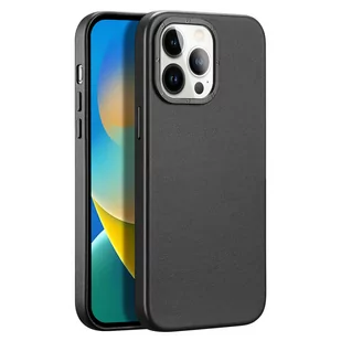 Dux Ducis Grit skórzane etui do iPhone 14 Pro elegancki pokrowiec ze sztucznej skóry (kompatybilne z MagSafe) czarny - Etui i futerały do telefonów - miniaturka - grafika 1