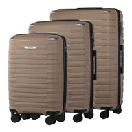 Walizki - Zestaw Walizek Na Kółkach z Polipropylenu Beżowy - miniaturka - grafika 1