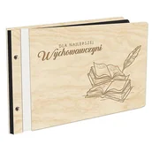Albumy fotograficzne - Album Na Zdjęcia Z Okazji Dnia Nauczyciela Dla Najlepszej Wychowawczyni W Drewnianej Oprawie Z Czarnymi Kartami Z Grawerem - miniaturka - grafika 1