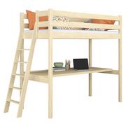 Łóżka - Drewniane łóżko na antresoli z biurkiem N02 sosna bezbarwna 80x180 - miniaturka - grafika 1