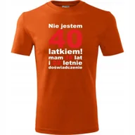 Koszulki męskie - Męska Koszulka z Nadrukiem Nie jestem 40 latkiem, mam 18 lat i 22 letnie pomarańczowy 3XL - miniaturka - grafika 1