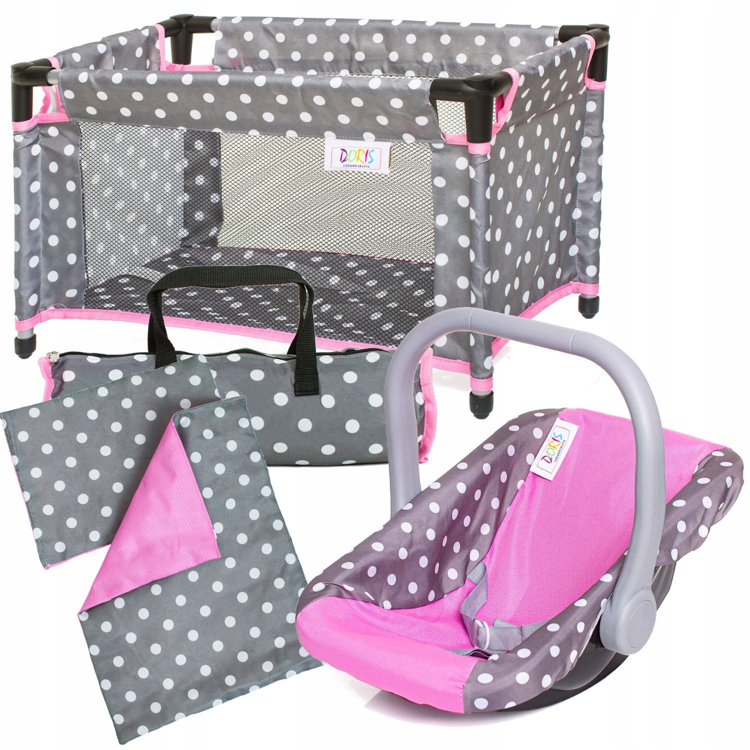 Zestaw dla lalek Łóżeczko Z Pościelą Nosidełko Nosidło Fotelik dla lalki