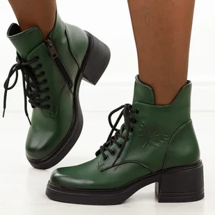 Zielone skórzane botki damskie Vinceza 39950 - Botki damskie - miniaturka - grafika 1