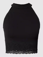 Koszulki i topy damskie - Top krótki z obszyciem z koronki model ‘LILA’ - miniaturka - grafika 1