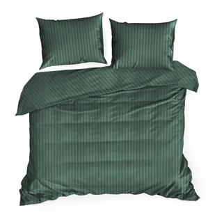 Pościel satynowa VERA 200x220 Eurofirany ciemnozielona w prążki - Pościel - miniaturka - grafika 1