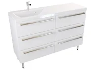 Szafki łazienkowe - Szafka Stojąca Z Umywalką ATH 120 cm S Lewa - Biały Mat - Uchwyty Stal Szczotkowana - miniaturka - grafika 1