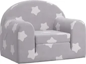 Łóżka dla dzieci i młodzieży - Kanapa dla dziecka, rozkładana, szara w gwiazdki, miękki plusz - miniaturka - grafika 1