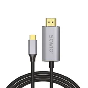 Kable - Savio CL-170 Kabel USB-C do HDMI v2.0b, 1m, miedź - miniaturka - grafika 1