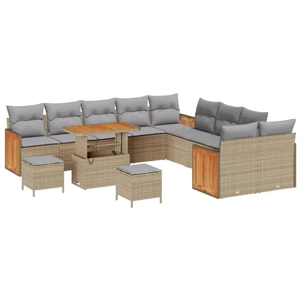 Zestaw Sof Ogrodowych dla 4 Osób, Beżowy, Rattan Naturalny, Wicker