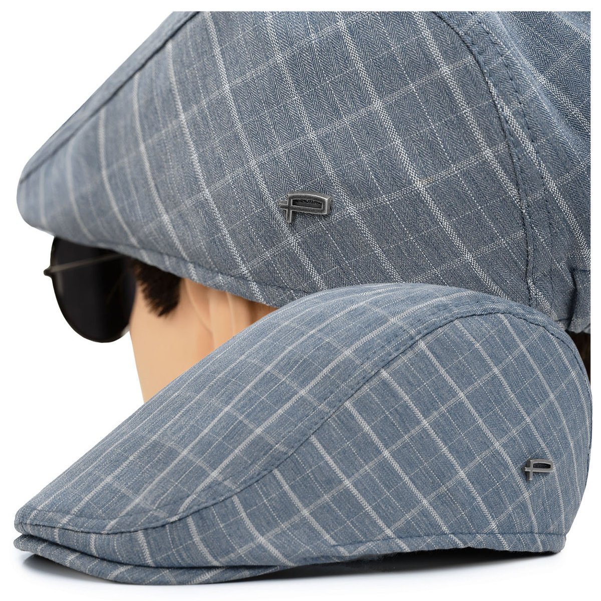 KASZKIET Męski Bawełniany na Lato Czapka w Kratkę NIEBIESKI Pako Jeans