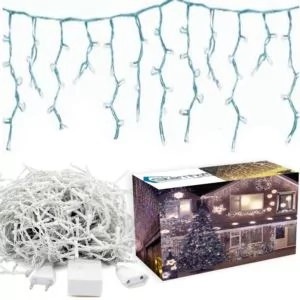 Sople lampki 100LED kurtyny świetlne Biały Zimny - Oświetlenie świąteczne - miniaturka - grafika 1