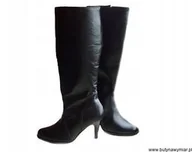 Kozaki damskie - SKÓRZANE KOZAKI szeroka cholewka aż 41 szpilka 39 - miniaturka - grafika 1