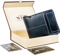 Portfele - Always Wild Skórzany Portfel Męski Na Suwak Z Kontrastowymi Przeszyciami ! - miniaturka - grafika 1