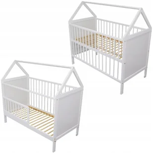 Łóżeczko dziecięce tapczanik 2w1 Jaś domek biały 120x60 cm norma UE - Łóżeczka i kojce - miniaturka - grafika 1