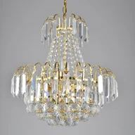 Lampy sufitowe - Kryształowy żyrandol metalowy i kryształowy lampa sufitowa złoty styl pałacowy do wystroju domu E14 - miniaturka - grafika 1