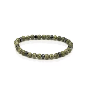 Bransoletka koraliki w kolorze zielonym EM 18 - EM Men's Accessories - Bransolety męskie - miniaturka - grafika 1