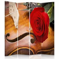 Parawany - Parawan dwustronny obrotowy FEEBY, Róża Czerwona Skrzypce 145x170 - miniaturka - grafika 1