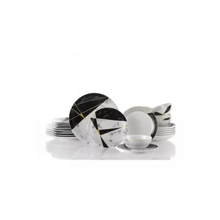 24-częściowy zestaw porcelanowych naczyń Kütahya Porselen Black&White - Serwisy obiadowe - miniaturka - grafika 1