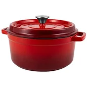 Garnki - Retro Garnek Żeliwny Z Pokrywką 4,3L Vintage Cuisine - Czerwony Ombre - miniaturka - grafika 1