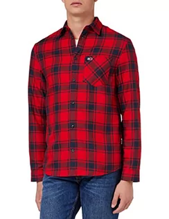 Koszule męskie - Tommy Jeans Męska koszula flanelowa TJM Check, Ciemny granatowy/Multi Check, S - grafika 1