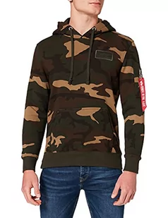 ALPHA INDUSTRIES Męska bluza z kapturem z nadrukiem na plecach, Wdl Camo 65., M - Bluzy męskie - miniaturka - grafika 1