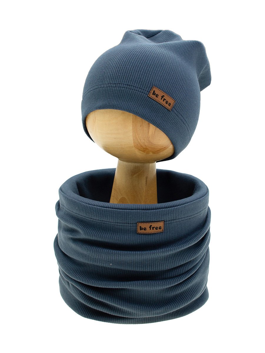 Chłopięcy komplet czapka + komin granatowy Nicol