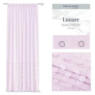 Firana LUNARE kolor różowy haftowany motyw boho taśma taśma woal 140x270 ameliahome - SCURT/AH/LUNARE/PLEAT/PINK/140X270 - Firany - miniaturka - grafika 1