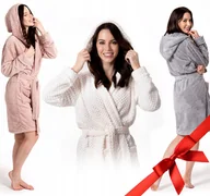 Szlafroki damskie - Szlafrok Gruby Miękki Cieplutki Z Kapturem roz S/M - miniaturka - grafika 1