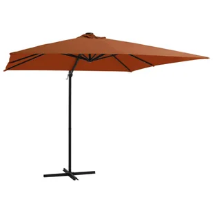 Parasol wiszący z LED, kolor terakotowy, 250x250 cm - Parasole ogrodowe - miniaturka - grafika 1