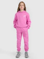 Spodnie i spodenki dla dziewczynek - 4F Spodnie dresowe joggery dziewczęce - różowe 140 (9-10 lat) - miniaturka - grafika 1