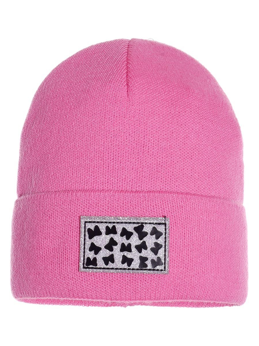 Czapka wiosenna dla dziewczynki z naszywką różowa Ambra r.48/50