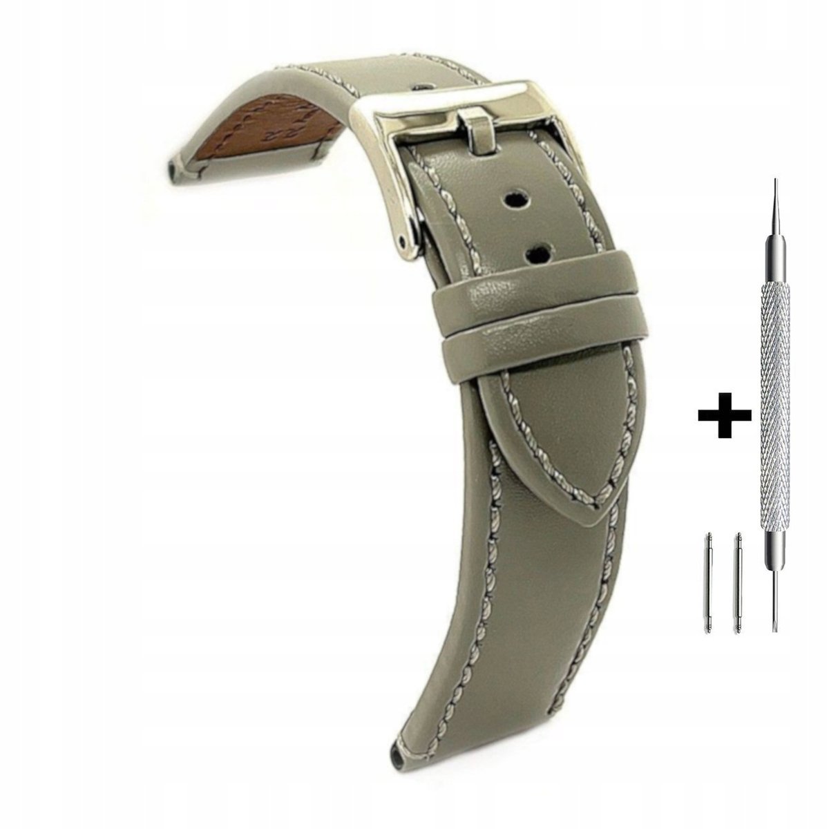 Szary pasek 14 mm skórzany DILOY 401.14.07 + dwa teleskopy i narzędzie