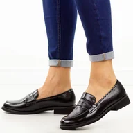 Mokasyny damskie - Czarne lakierowane skórzane mokasyny damskie Sergio Leone 25112 - miniaturka - grafika 1