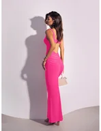 Sukienki - Sukienka maxi z odsłoniętymi plecami ELARA - neon róż - miniaturka - grafika 1